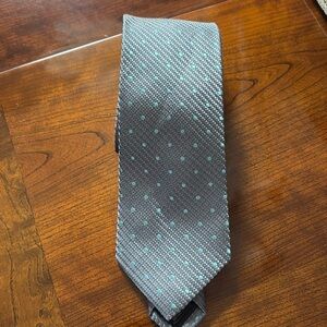 President DONALD TRUMP signature collection men’s tie gray aqua blue dots O/S